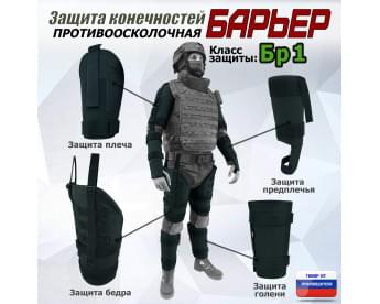 Комплект противоосколочной защиты "Барьер". Класс защиты Бр 1. Цвет: черный.