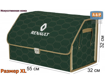 Саквояж "Союз Премиум" в багажник Renault (Рено), размер XL. Цвет: зеленый с бежевой прострочкой Соты.